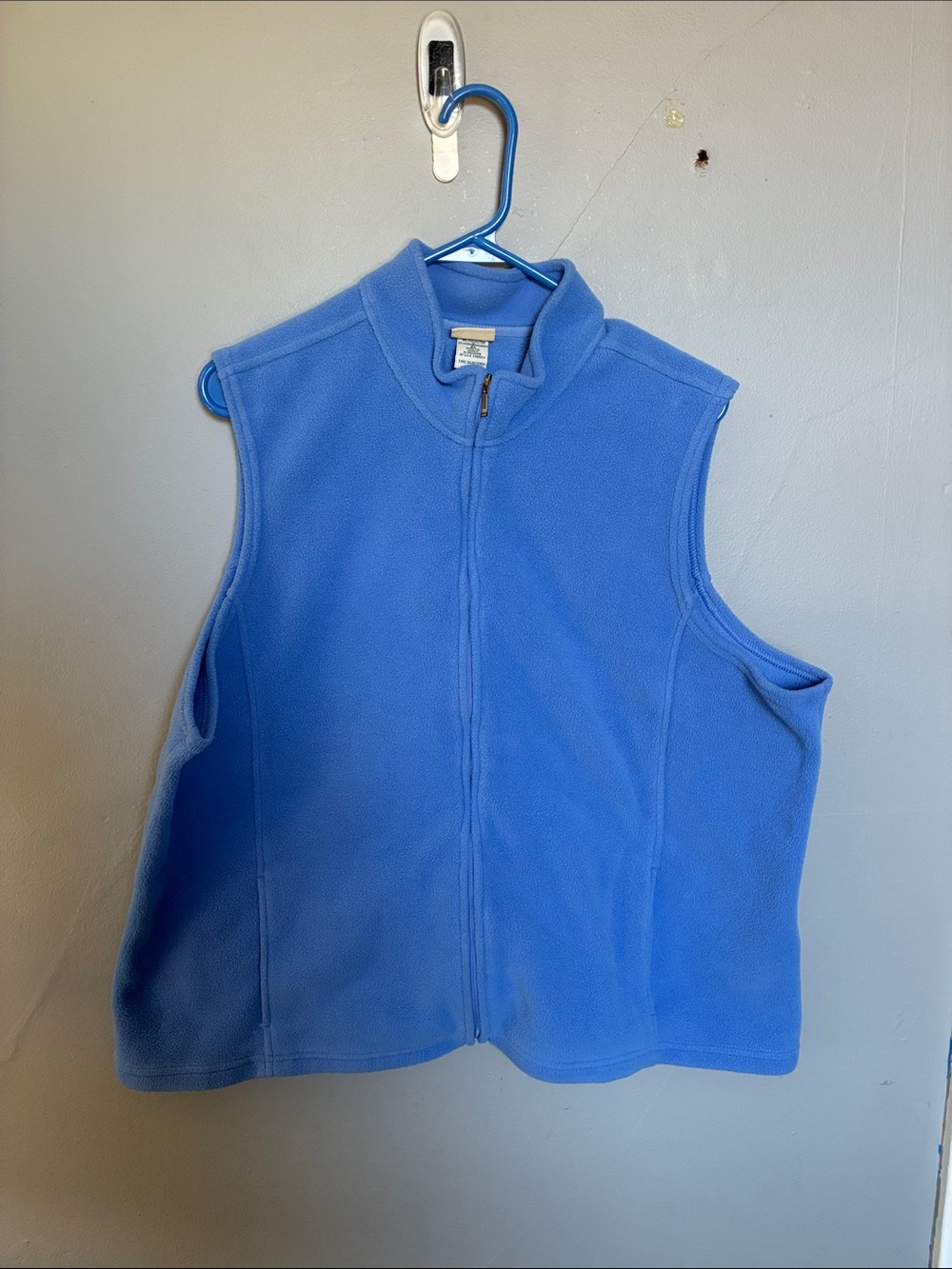 Retro L.L. bean W 2X blue fleece full zip double pocket vest gorp granola hike